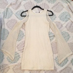 NastyGal x MinkPink Cream Bell-Sleeve Mini Dress